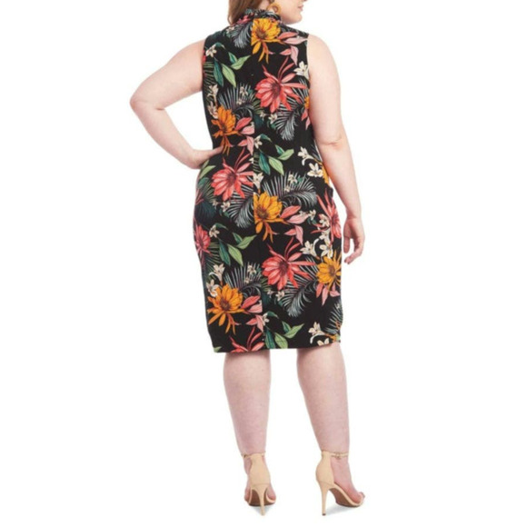 Copied - Rachel Roy Plus Harland Floral Palms Crepe Back Scuba Dress Size 14W - Picture 2 of 8
